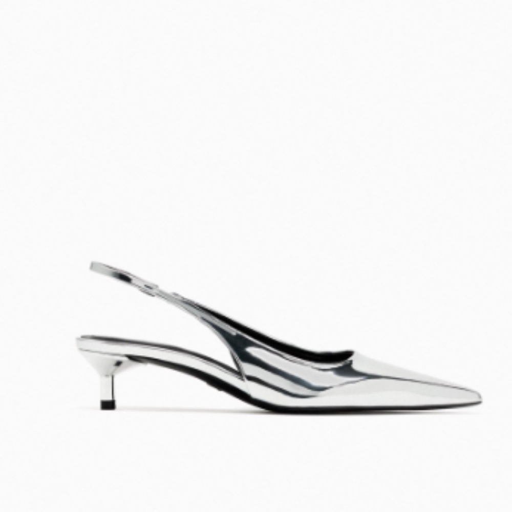 Zara silver kitten heels